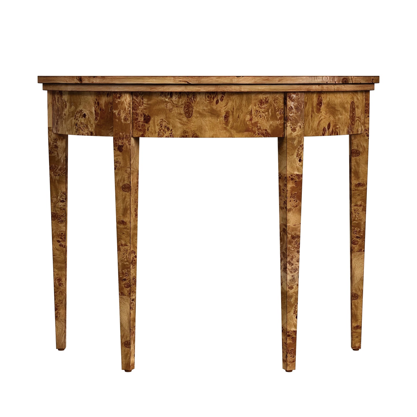 Hampton Demilune Traditional Burl 36" Console Table in Light Brown 1533442