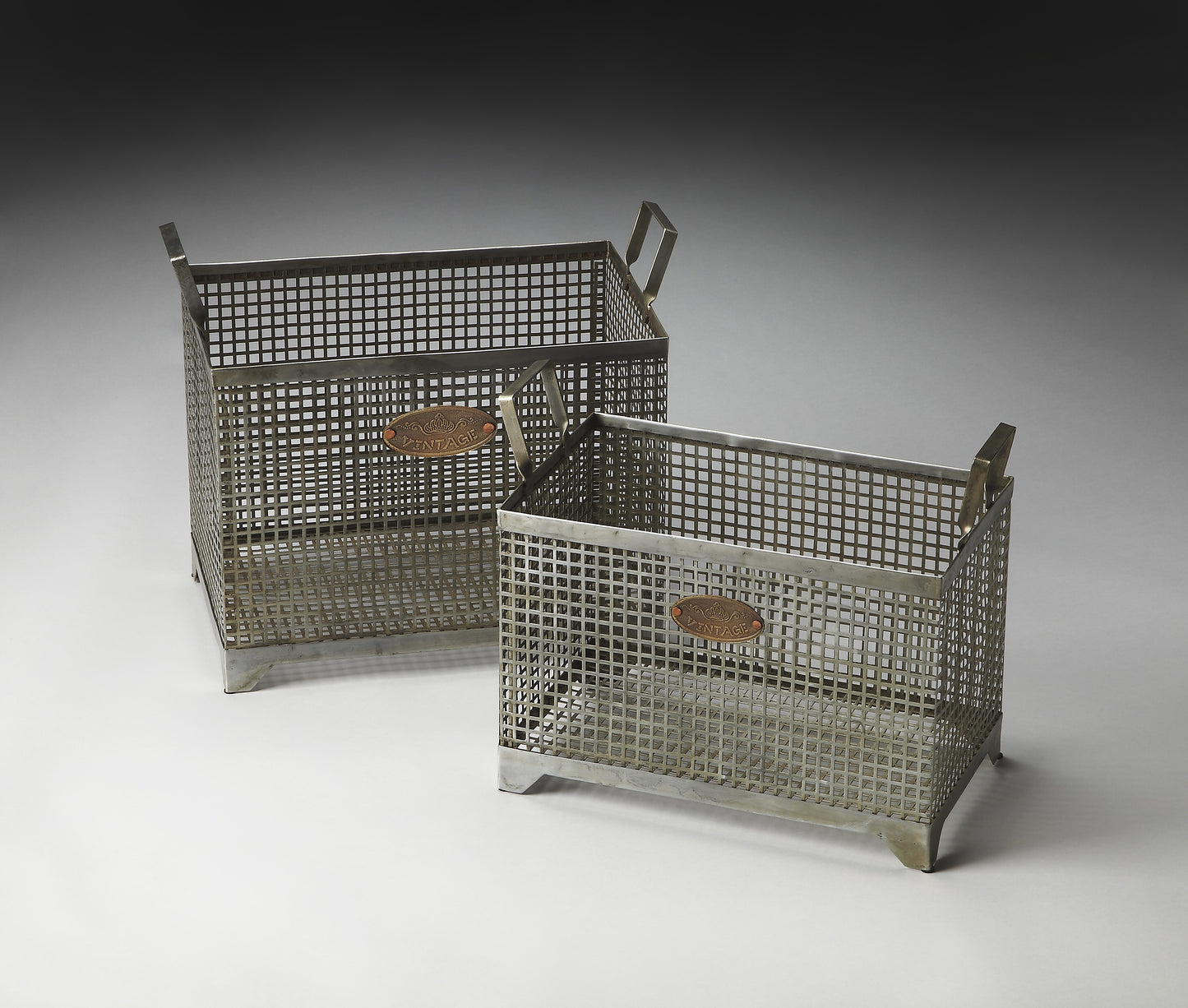 Rowley Iron Storage Basket Set in Gray 2549016