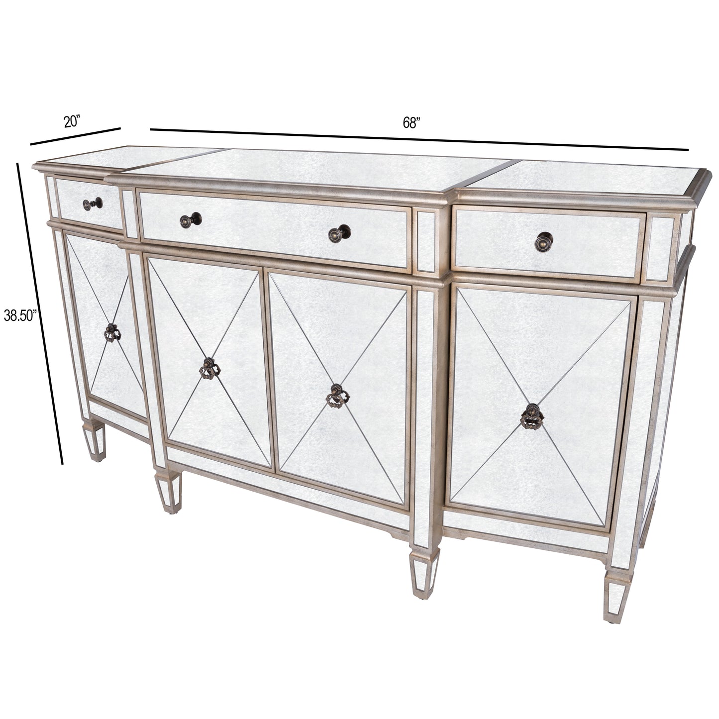 Celeste Mirrored 68" Buffet in Silver 2614146