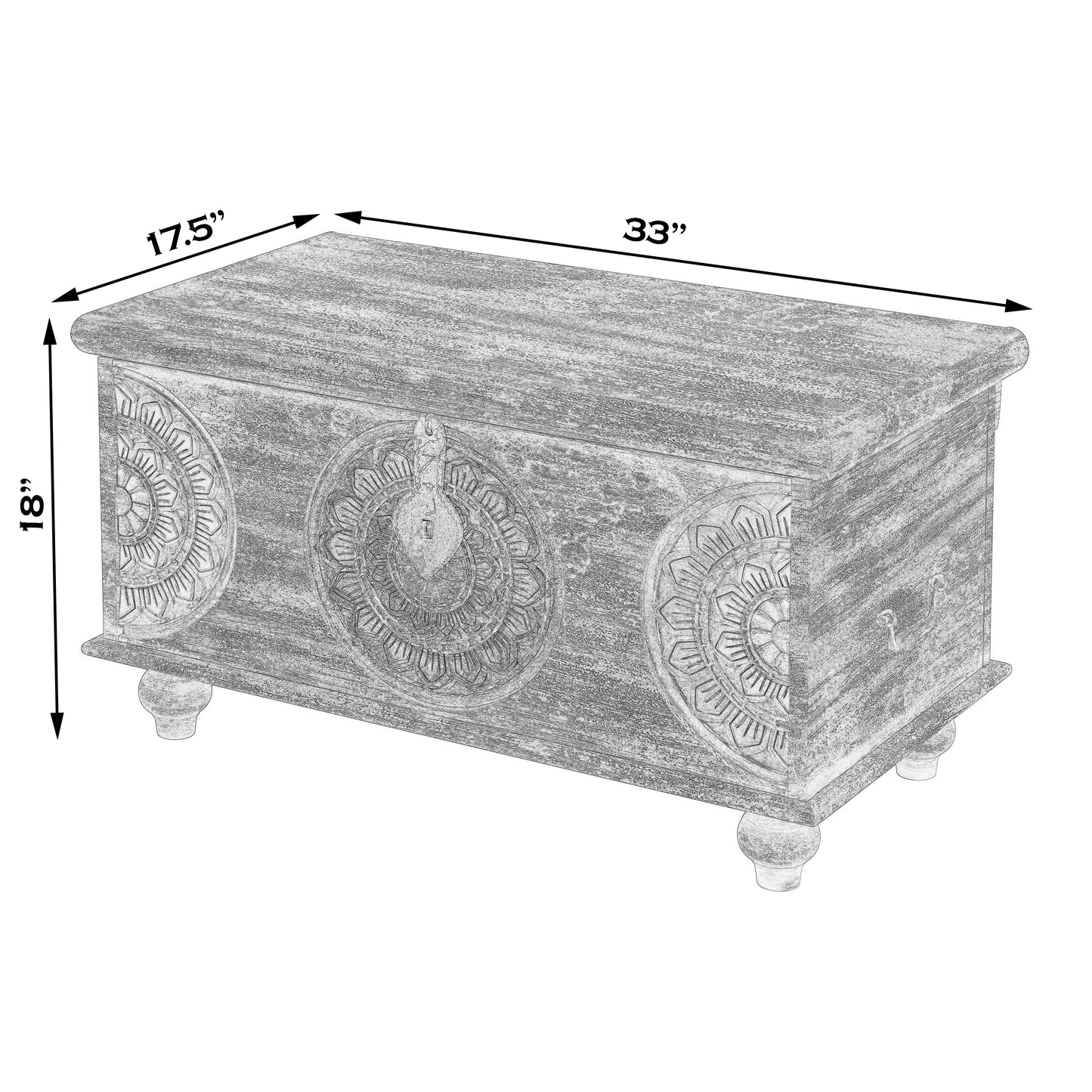 Mesa Carved Wood Trunk Coffee Table in Assorted  3140290