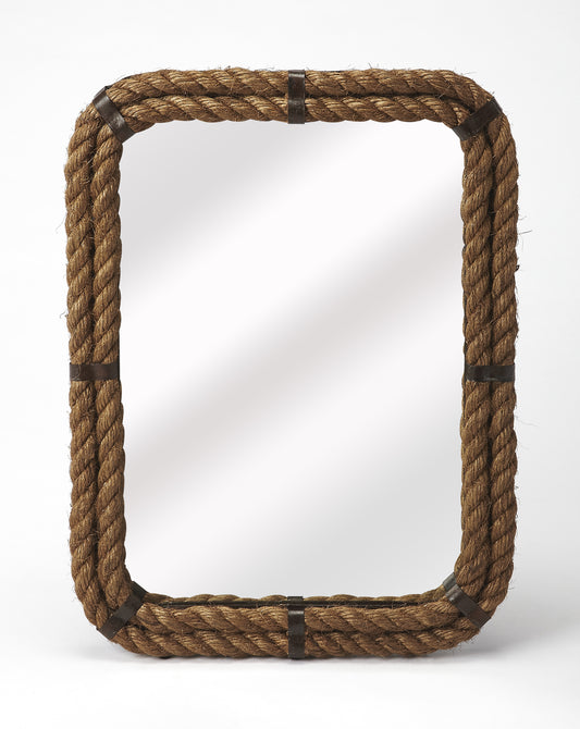 Darby Rectangular Rope Wall Mirrored in Light Brown  3962120
