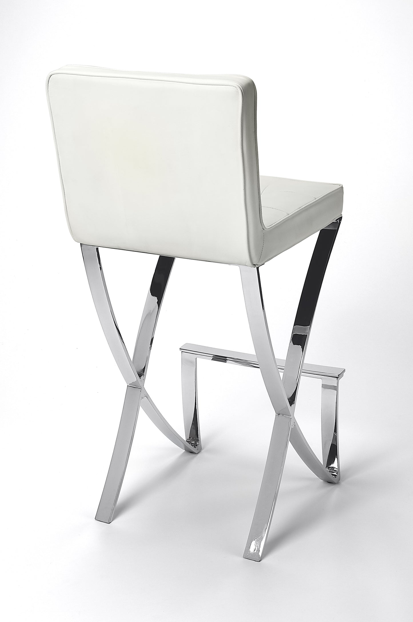Darcy Chrome Plated Faux Leather 28.5" Bar Stool in White  5325411