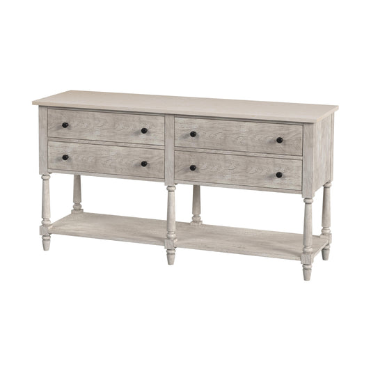 Danielle Marble 4 Drawer Sideboard with Storage in Gray  5645329