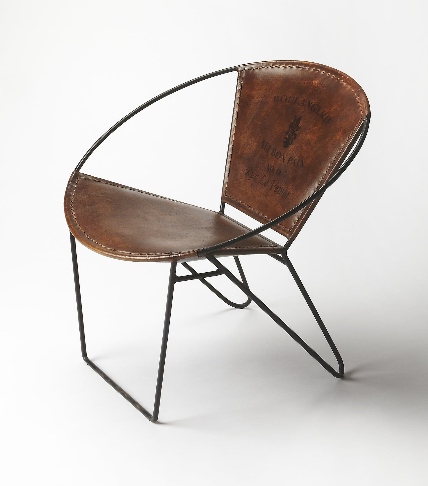 Milo Iron & Leather Accent Chair in Medium Brown 6168344