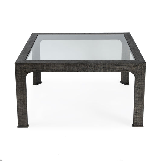 Chatham Glass and Raffia Square 36" Coffee Table in Charcoal  9153420