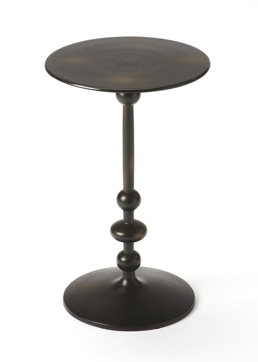 Zora Distressed Iron Pedestal Side Table in Black  9340025