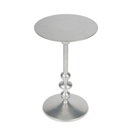 Zora Silver Iron Pedestal Side Table in Silver  9340220
