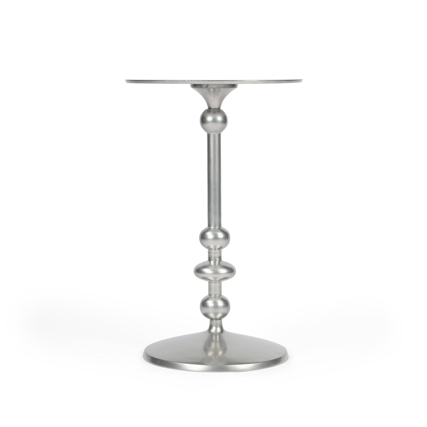 Zora Silver Iron Pedestal Side Table in Silver 9340220