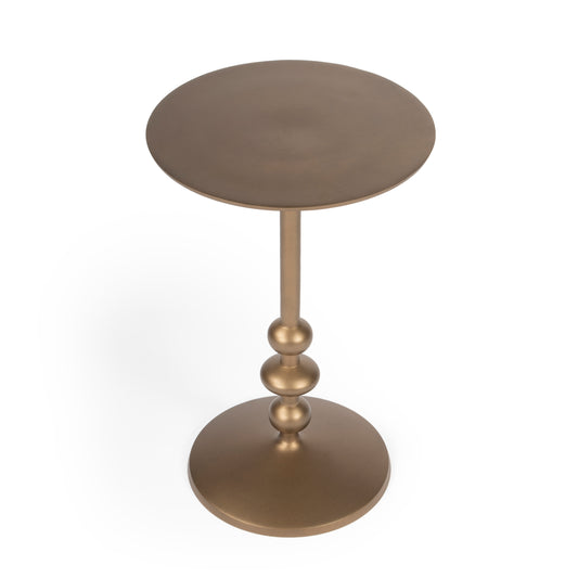 Zora Iron Pedestal Side Table in Bronze  9340392