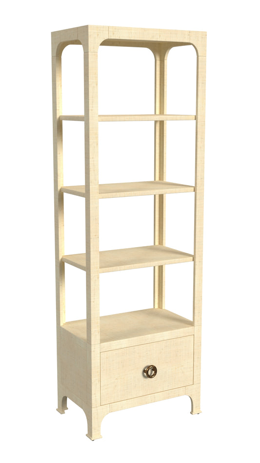 Chatham One Drawer 3 Shelf Natural Raffia  Etagere Bookcase in Natural  9745362