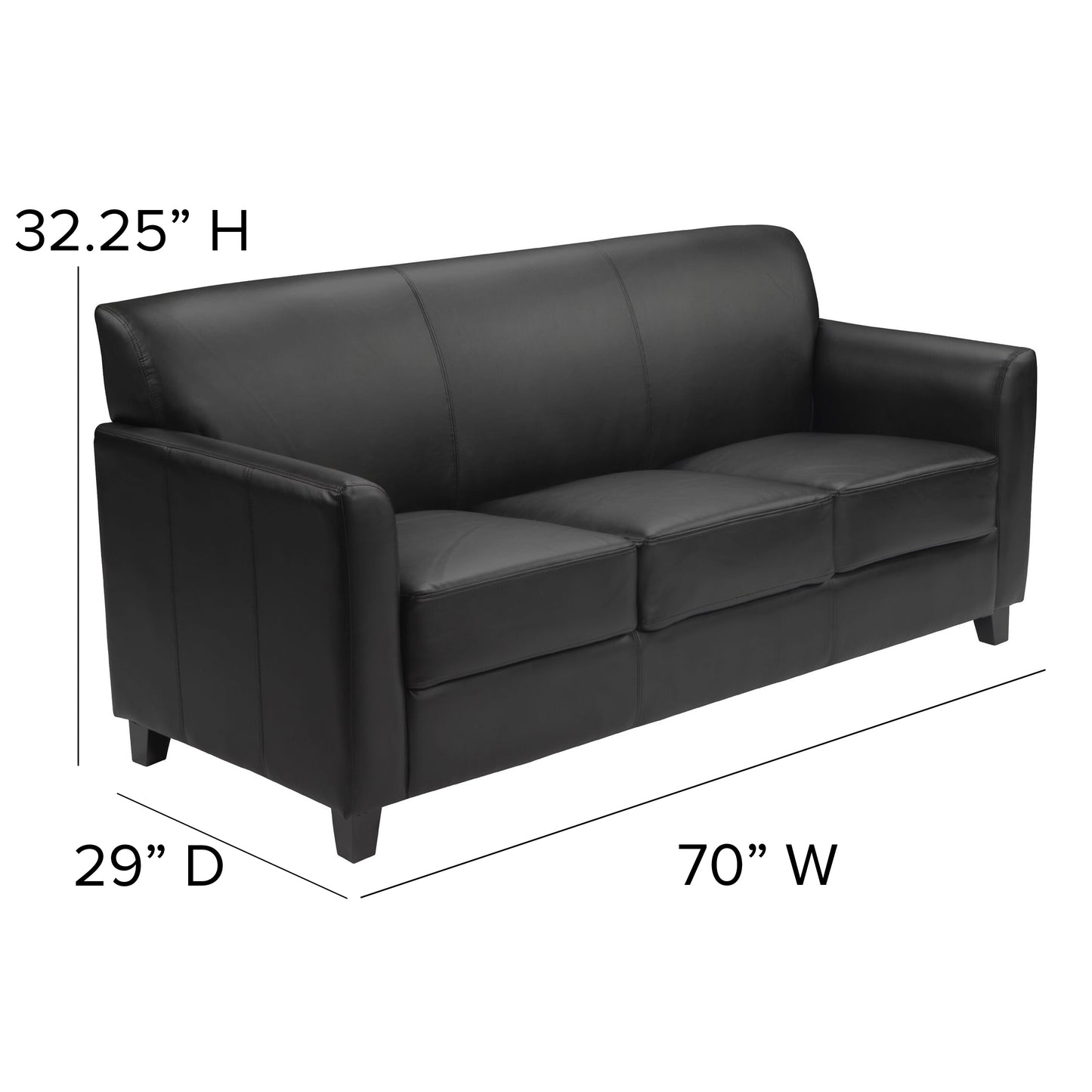 Black Leather Sofa BT-827-3-BK-GG