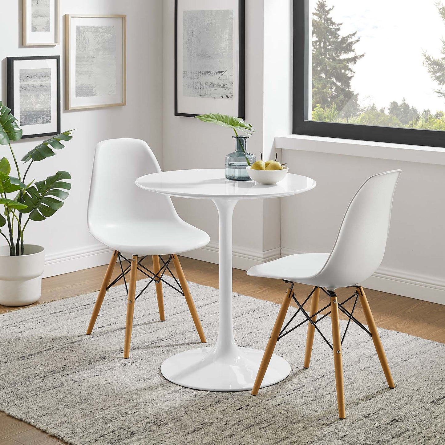 Lippa 28" Round Wood Top Dining Table White