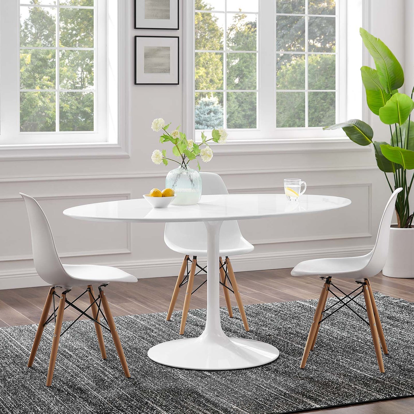 Lippa 60" Oval Artificial Marble and Wood Top Dining Table