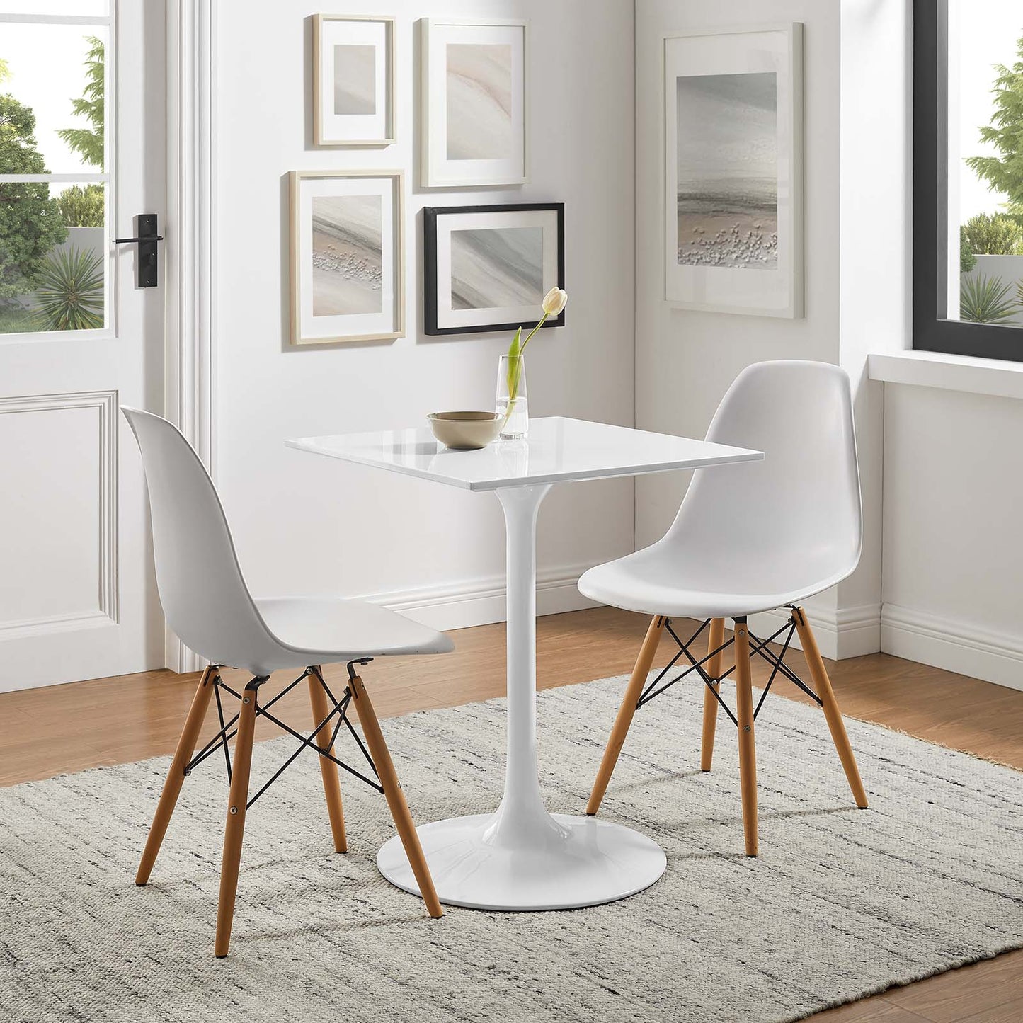 Lippa 24" Square Wood Top Dining Table White
