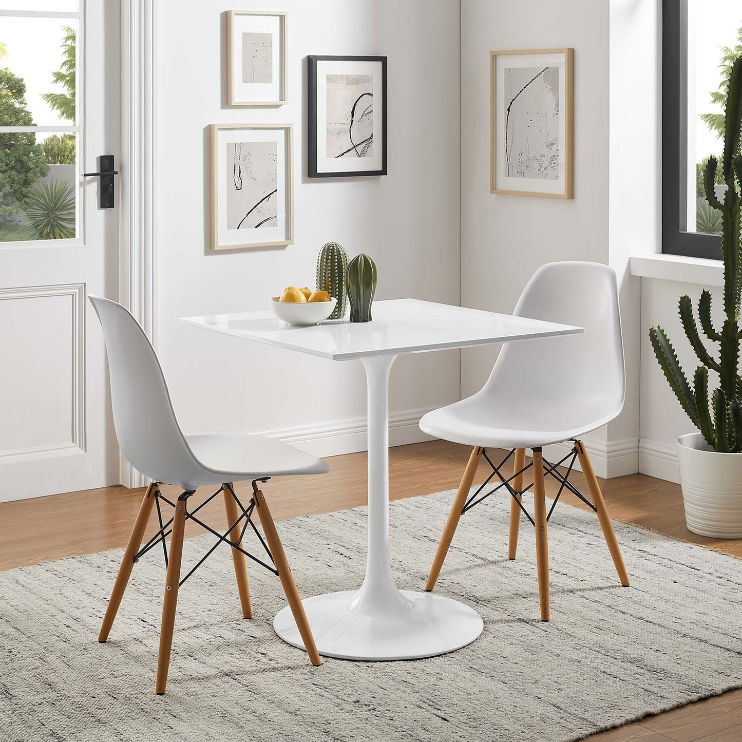 Lippa 28" Square Wood Top Dining Table White