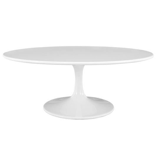 Lippa 42" Oval-Shaped Wood Top Coffee Table White EEI-1139-WHI