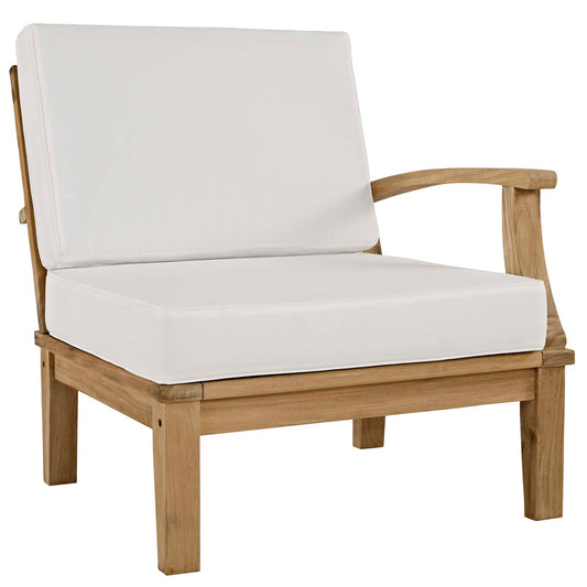 Marina Outdoor Patio Teak Right-Facing Sofa Natural White EEI-1149-NAT-WHI-SET