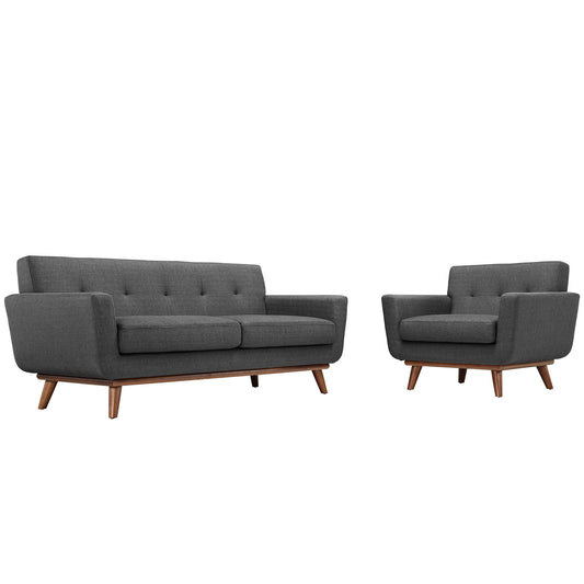 Engage Armchair and Loveseat Set of 2 Gray EEI-1346-DOR
