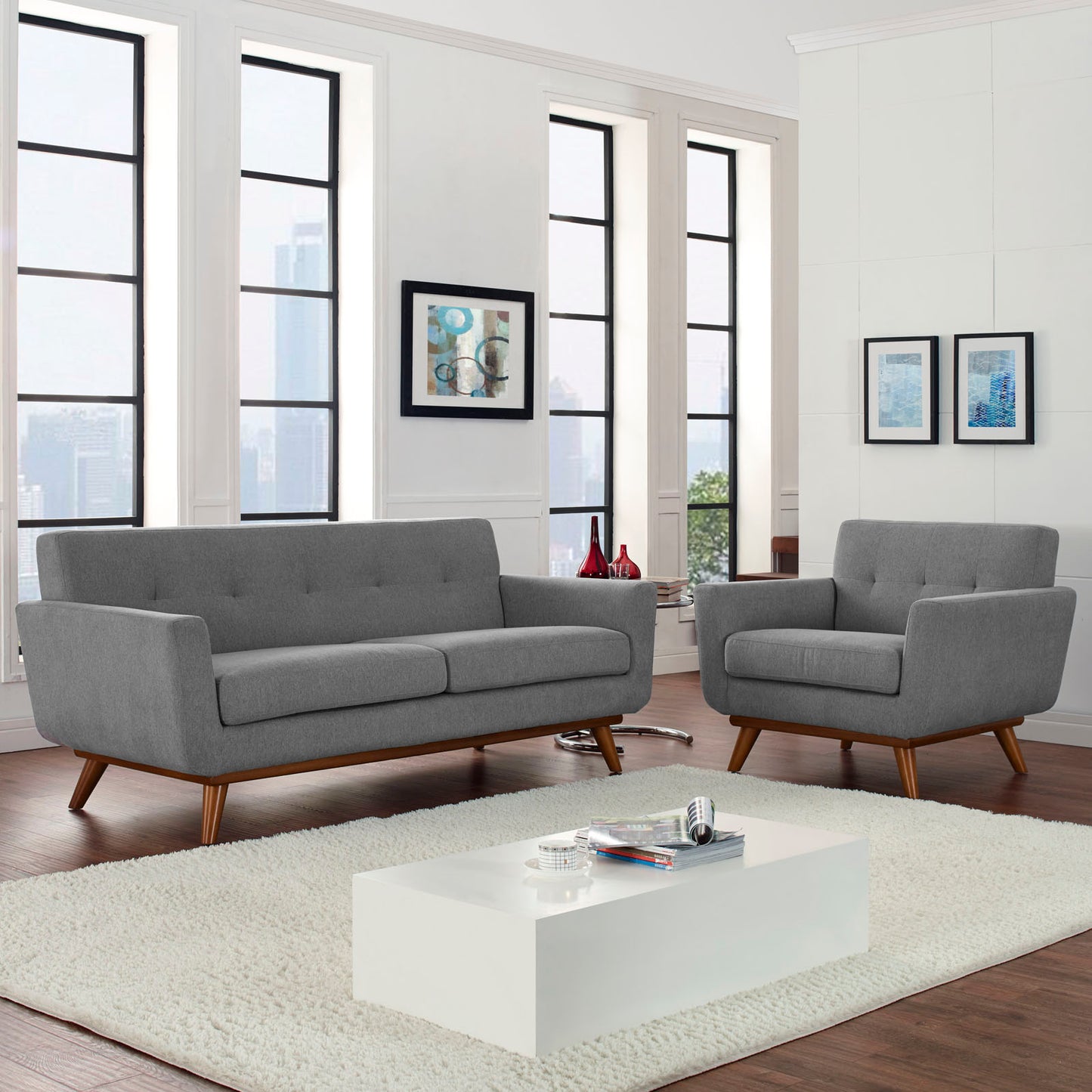 Engage Armchair and Loveseat Set of 2 Expectation Gray EEI-1346-GRY