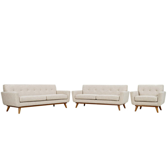 Engage Sofa Loveseat and Armchair Set of 3 Beige EEI-1349-BEI