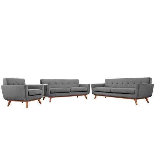 Engage Sofa Loveseat and Armchair Set of 3 Expectation Gray EEI-1349-GRY