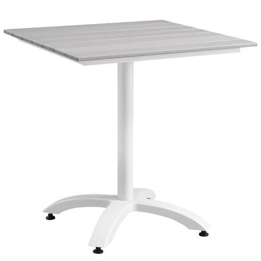 Maine 28" Outdoor Patio Dining Table White Light Gray EEI-1514-WHI-LGR