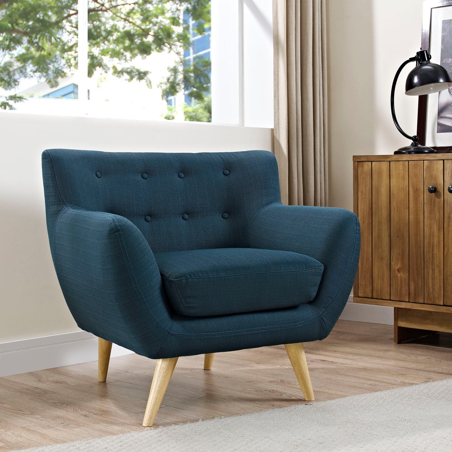 Remark Upholstered Fabric Armchair Azure EEI-1631-AZU