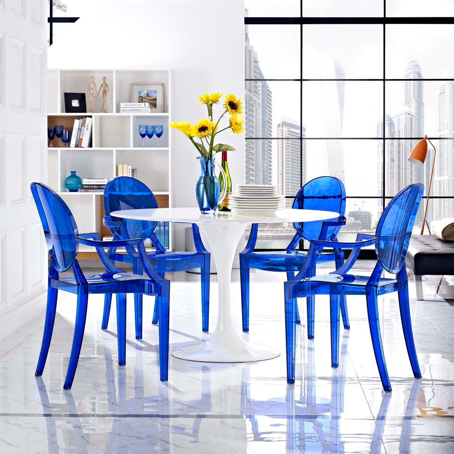 Casper Dining Armchairs Set of 4 Blue