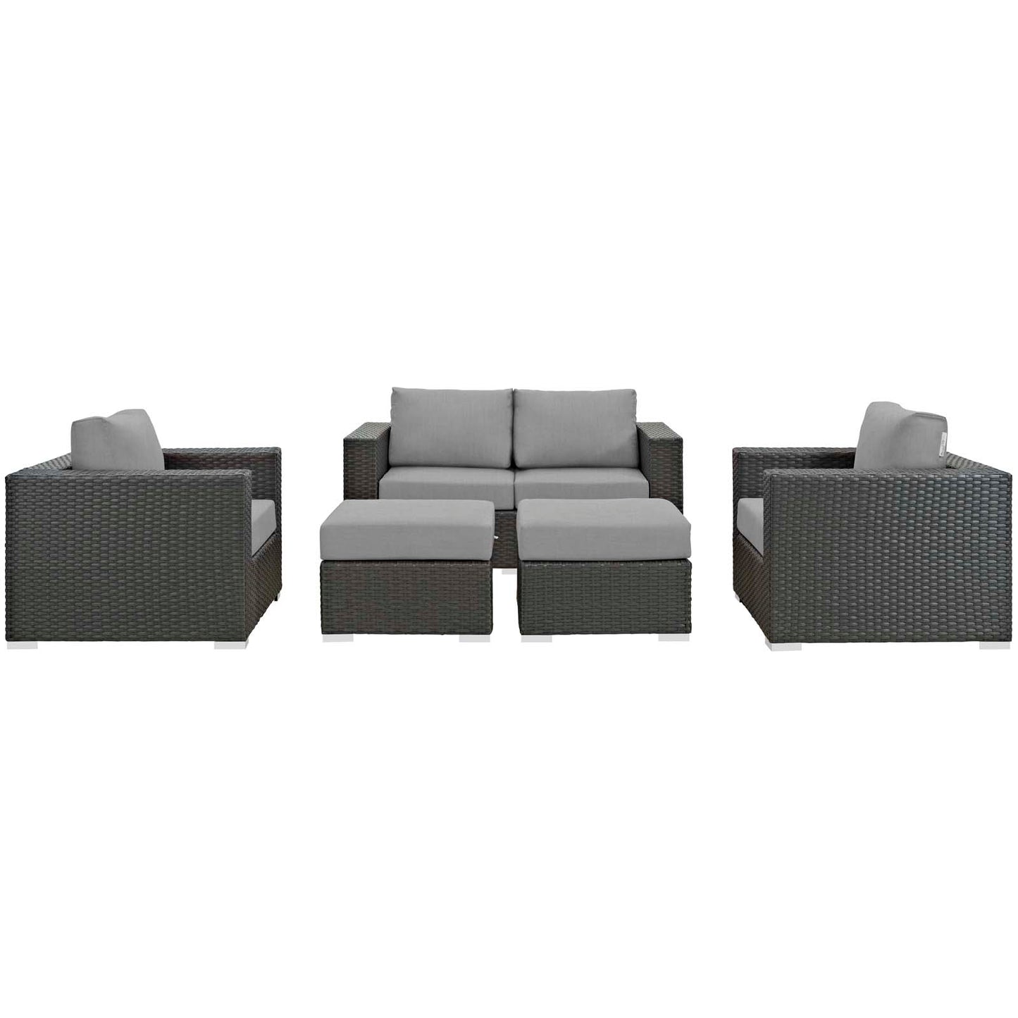 Sojourn 5 Piece Outdoor Patio Sunbrella® Sectional Set Canvas Gray EEI-1879-CHC-GRY-SET