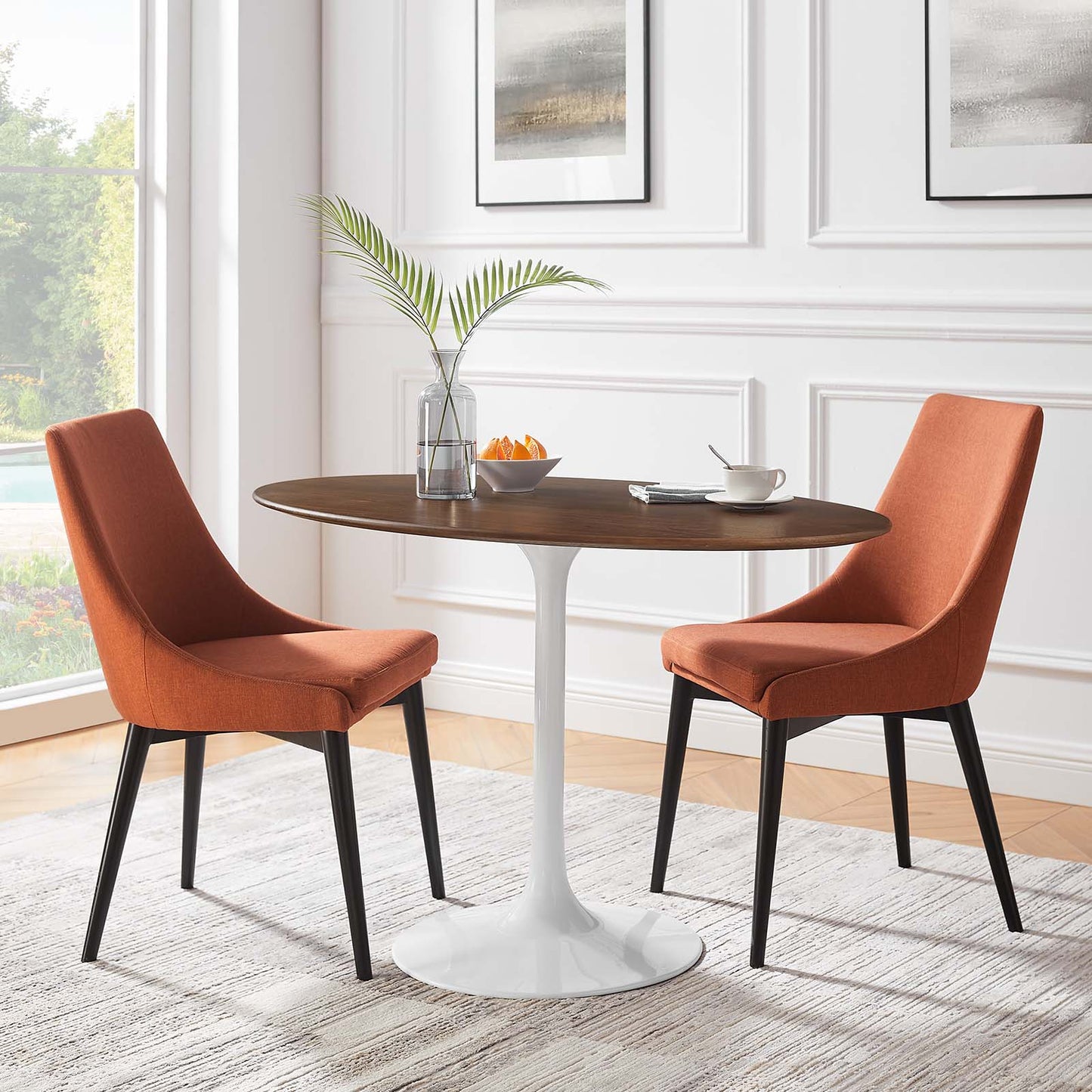 Lippa 48" Oval Wood Grain Dining Table Walnut
