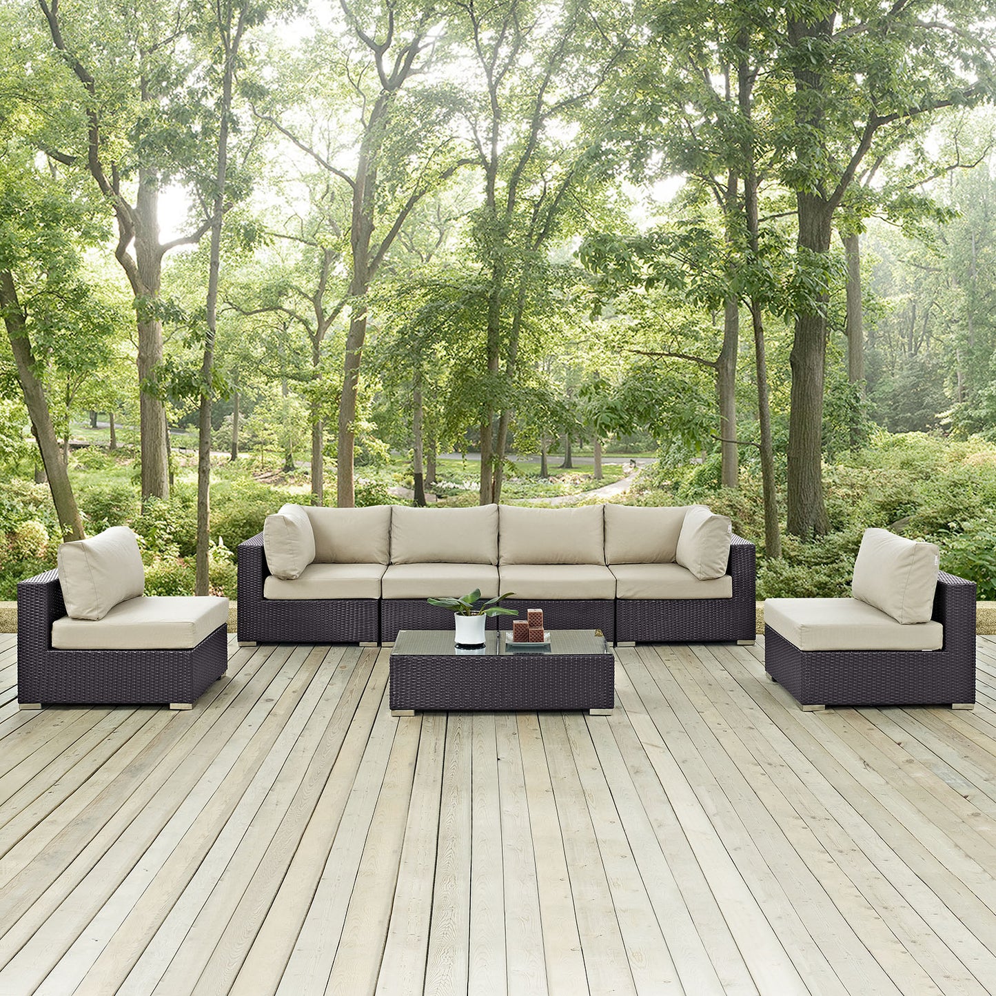 Convene 7 Piece Outdoor Patio Sectional Set Espresso