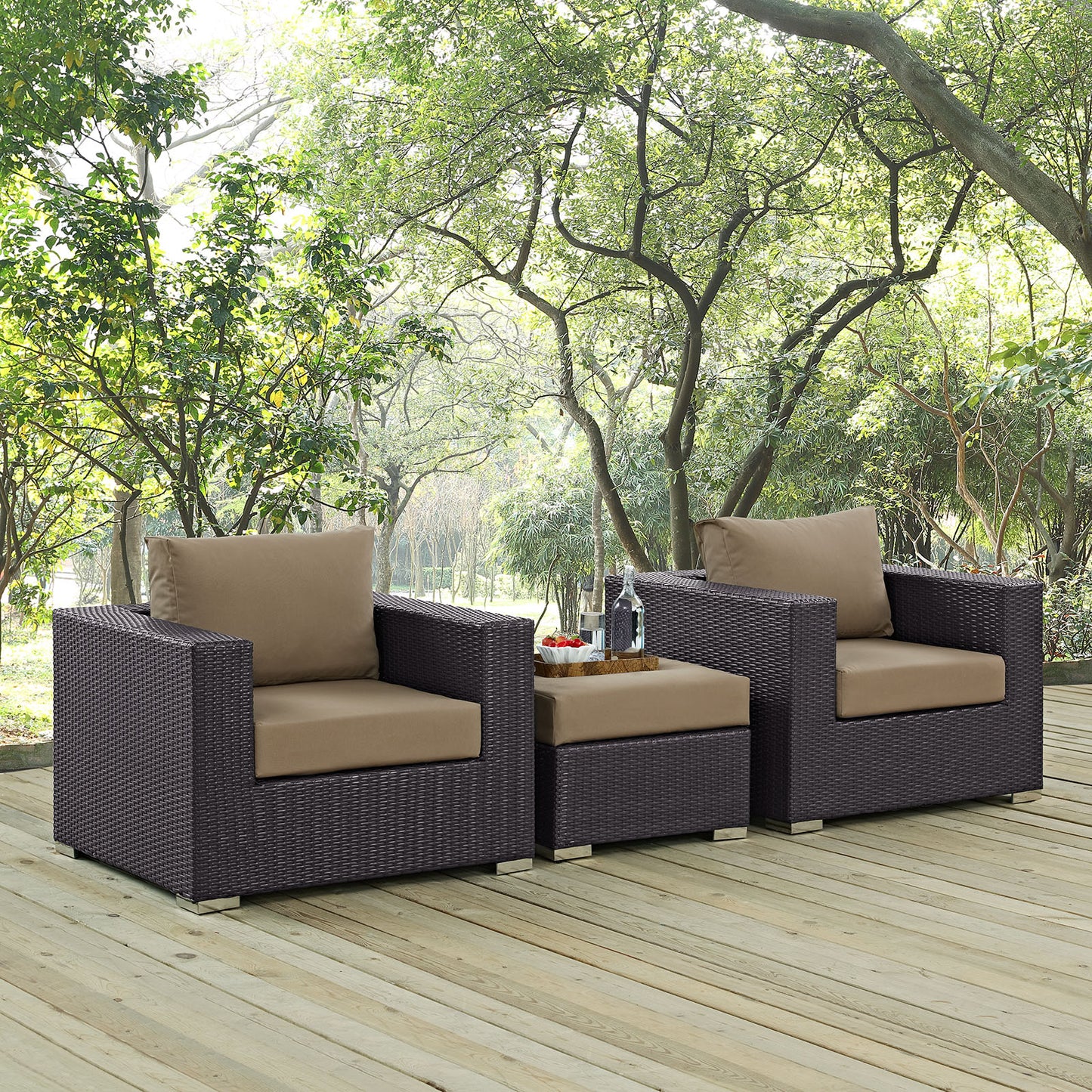 Convene 3 Piece Outdoor Patio Sofa Set Espresso