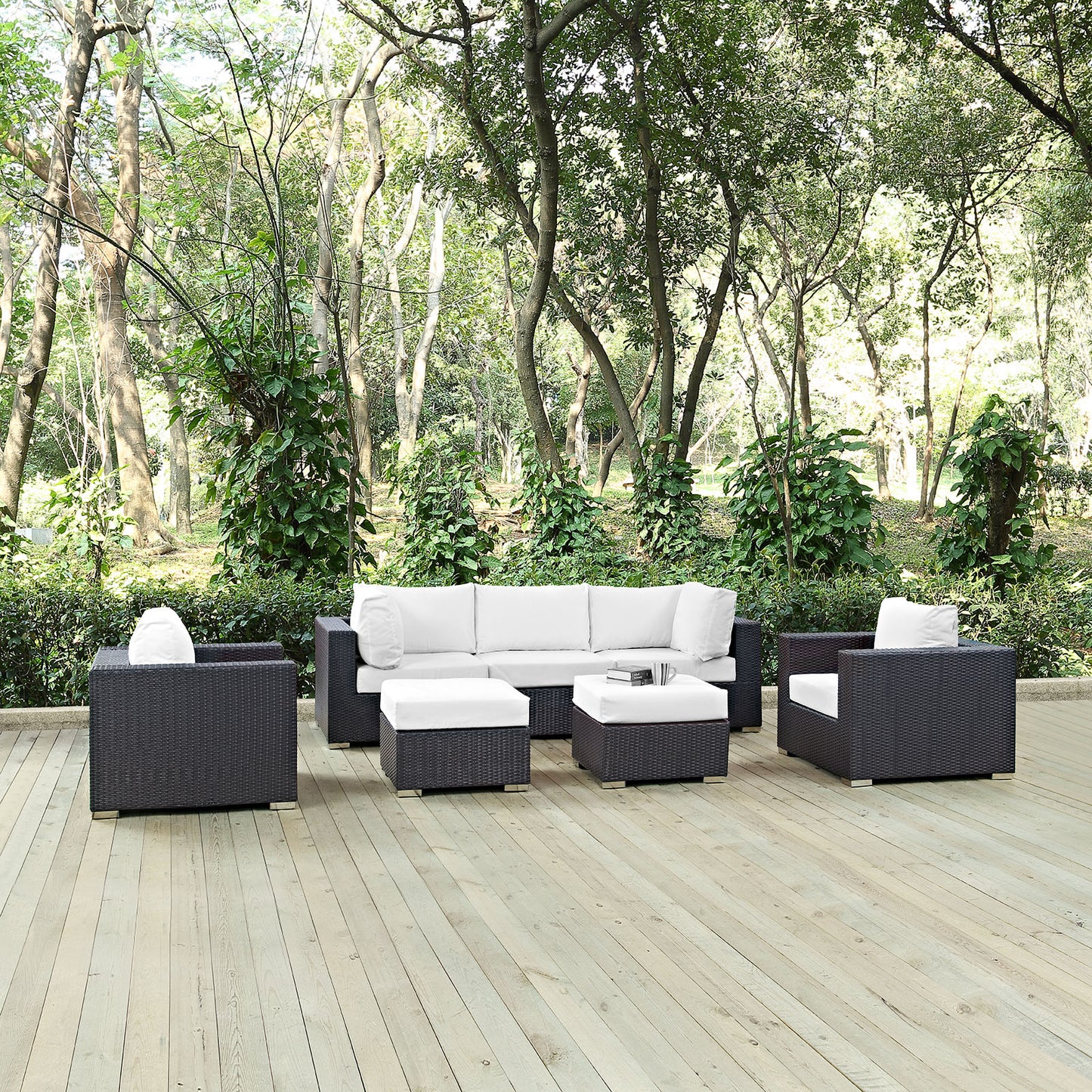 Convene 7 Piece Outdoor Patio Sectional Set Espresso