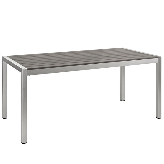 Shore Outdoor Patio Aluminum Dining Table Silver Gray EEI-2251-SLV-GRY
