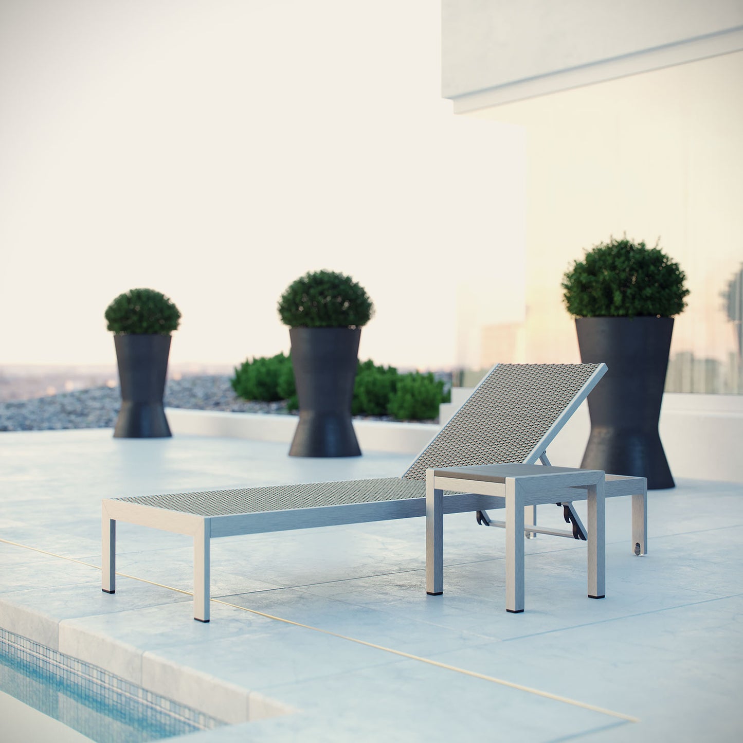 Shore 2 Piece Outdoor Patio Set Silver Gray
