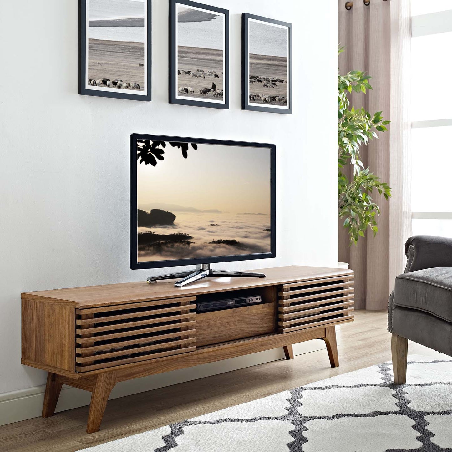 Render 59” TV Stand Walnut EEI-2541-WAL