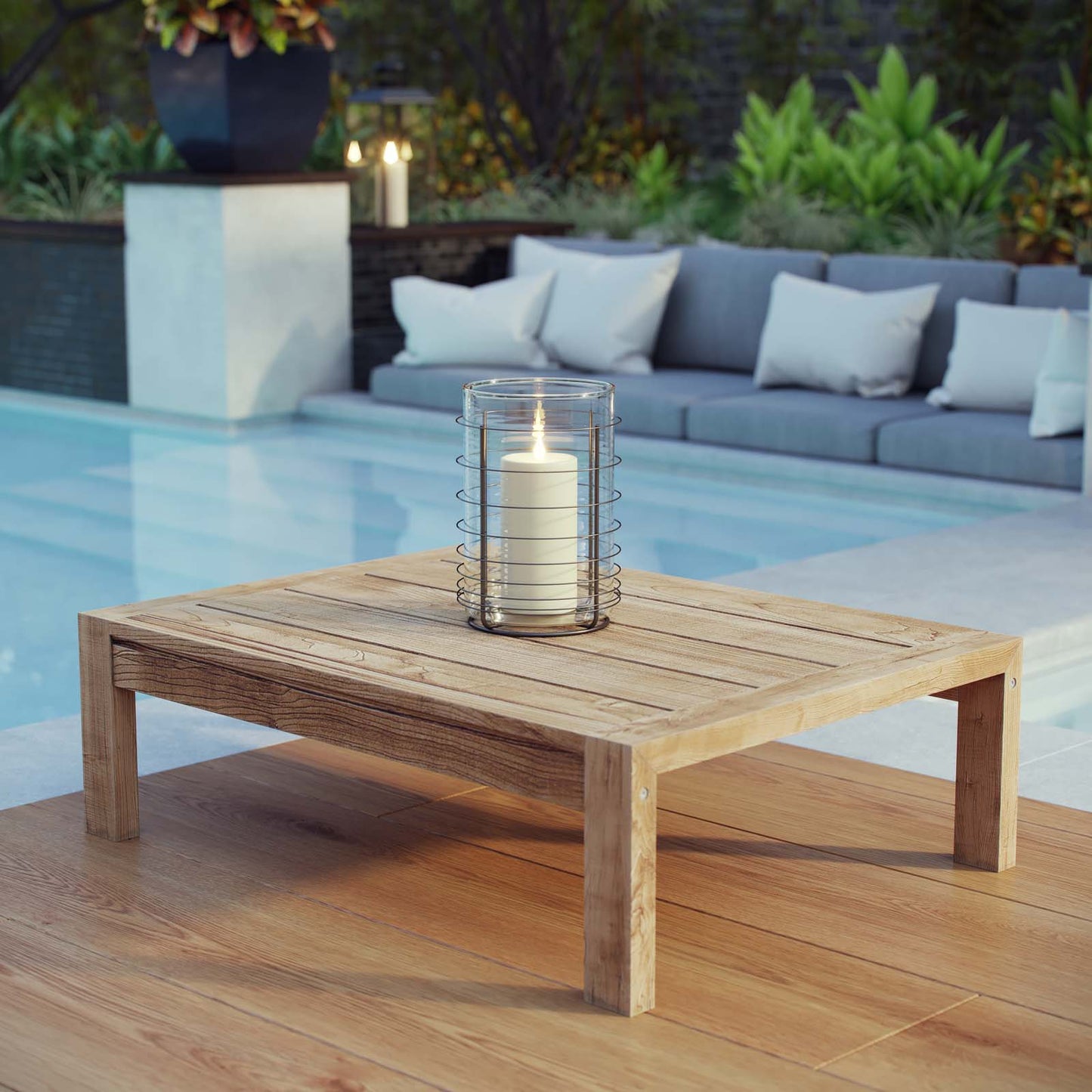 Upland Outdoor Patio Wood Coffee Table Natural EEI-2710-NAT