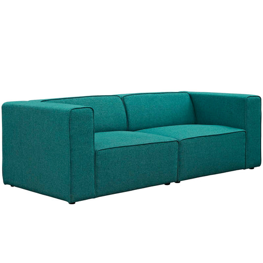Mingle 2 Piece Upholstered Fabric Sectional Sofa Set Teal EEI-2825-TEA