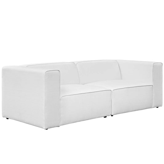 Mingle 2 Piece Upholstered Fabric Sectional Sofa Set White EEI-2825-WHI