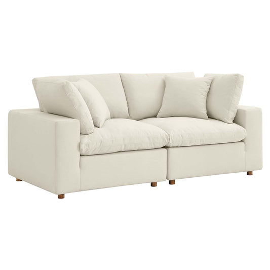 Commix Down Filled Overstuffed 2 Piece Sectional Sofa Set Light Beige EEI-3354-LBG