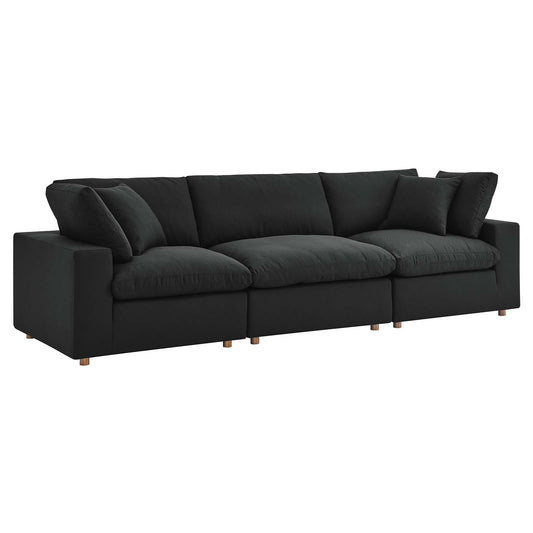 Commix Down Filled Overstuffed 3 Piece Sectional Sofa Set Black EEI-3355-BLK