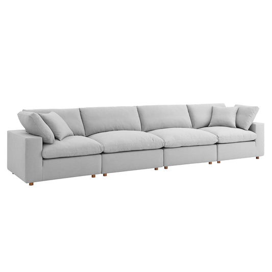 Commix Down Filled Overstuffed 4 Piece Sectional Sofa Set Light Gray EEI-3357-LGR