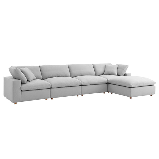 Commix Down Filled Overstuffed 5 Piece Sectional Sofa Set Light Gray EEI-3358-LGR