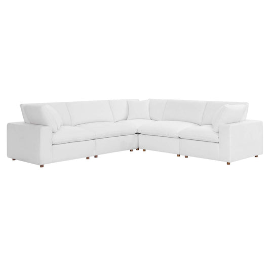 Commix Down Filled Overstuffed 5 Piece 5-Piece Sectional Sofa Pure White EEI-3359-PUW