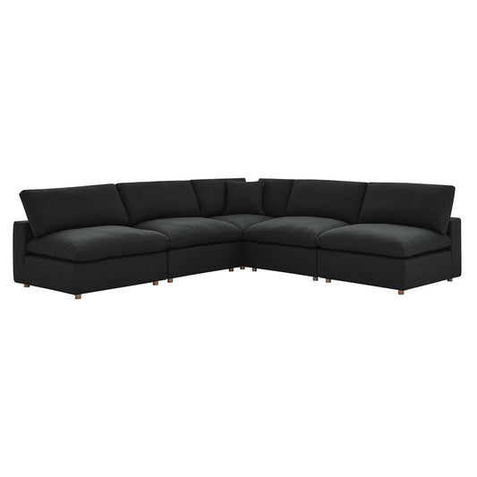 Commix Down Filled Overstuffed 5-Piece Armless Sectional Sofa Black EEI-3360-BLK