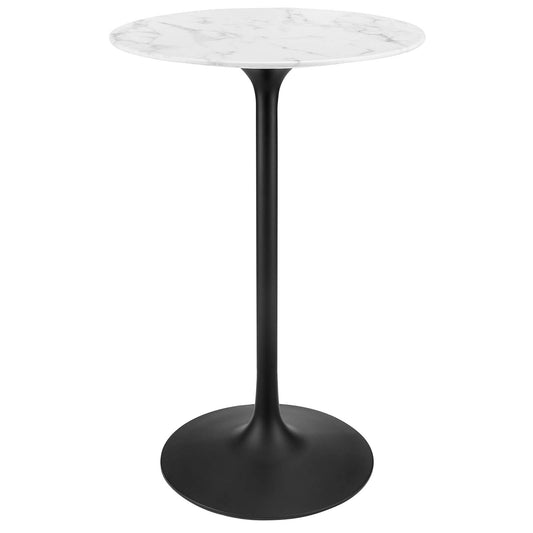 Lippa 28" Round Artificial Marble Bar Table Black White EEI-3547-BLK-WHI