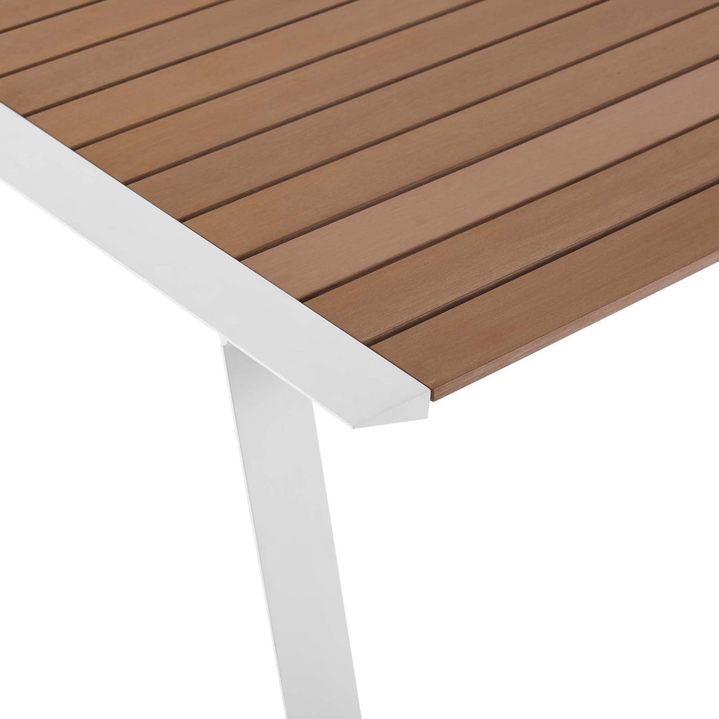 Roanoke 73" Outdoor Patio Aluminum Dining Table White Natural EEI-3572-WHI-NAT