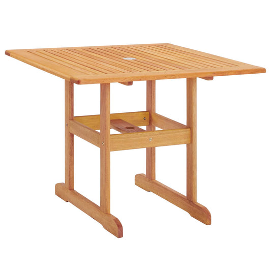 Hatteras 36" Square Outdoor Patio Eucalyptus Wood Dining Table Natural EEI-3674-NAT
