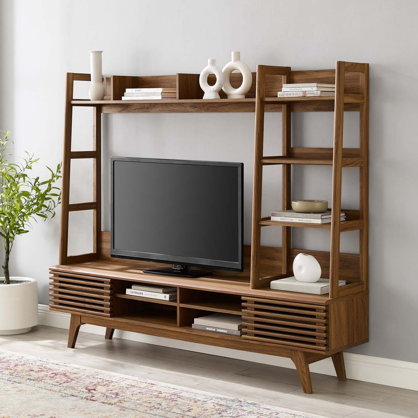 Render TV Stand Entertainment Center Walnut EEI-3863-WAL