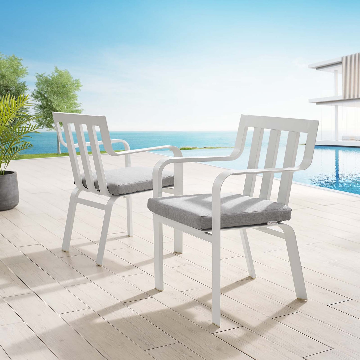 Baxley Stackable Outdoor Patio Aluminum Dining Armchair Set of 2